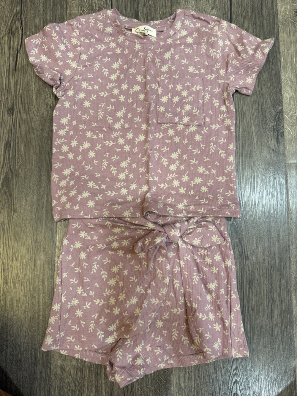 Kids Pink Floral Short Outfit
